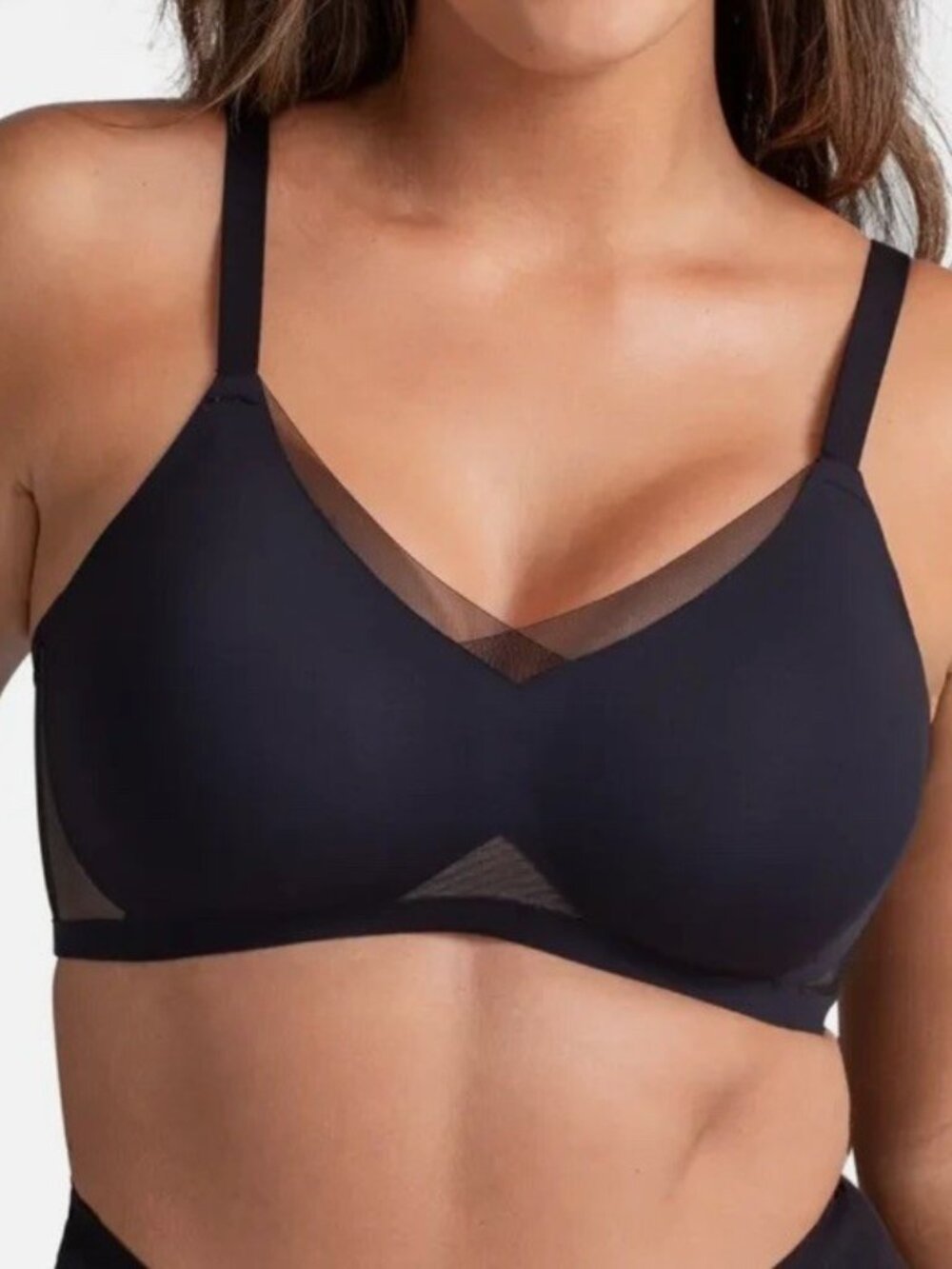 NWT Honeylove CrossOver Bra Wireless Boned Smoothing Black 44DD(E)/DDD(F)